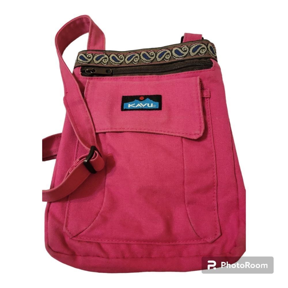 Kavu Pink Cotton Crossbody Strap Keeper Purse Small